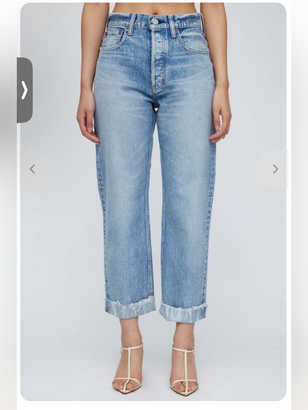 Moussy Light Blue Cropped Straight-Leg Jeans